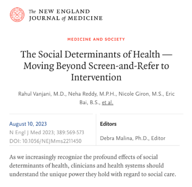 Screenshot of New England Journal of Medicine article about social determinants of health